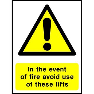 Picture of "In The Event Of Fire Avoid Use Of These Lifts" Sign 
