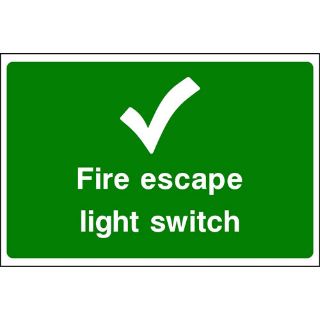 Picture of "Fire Escape Light Switch- Tick" Sign
