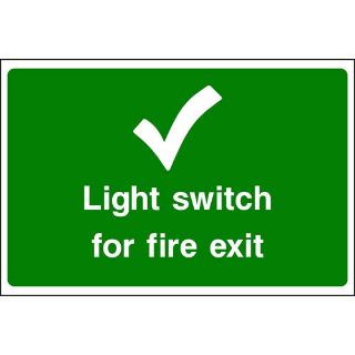 Picture of "Light Switch For Fire Exit-Tick" Sign