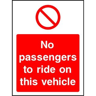 Picture of "No Passengers To Ride On This Vehicle" Sign 