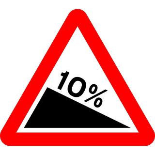 Picture of "Warning- Steep Hill Down Left 10%" Sign 