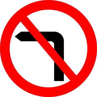Picture of "No Left Turn Road Sign" Sign 