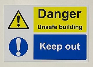 Picture of Danger unsafe building keep out