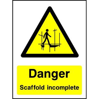 Picture of "Danger Scaffold Incomplete" Sign 