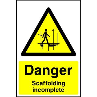 Picture of "Danger Scaffolding Incomplete" Sign