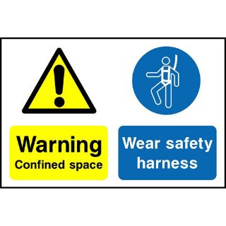 Picture of "Warning- Confined Space- Wear Safety Harness" Sign 