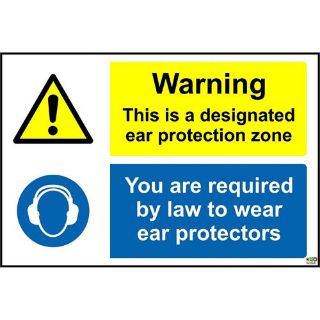 Picture of Warning This Is A Designated Zone You Are Required By Law To Wear Ear Protectors Safety Sign