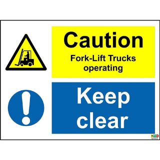 Picture of Warning Caution Fork-Lift Trucks Operating Keep Clear Safety Sign