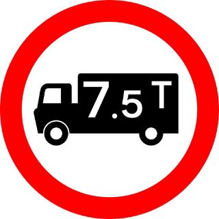 Picture of "Goods Vehicles- Weight Shown  7.5 T Prohibited"Sign 