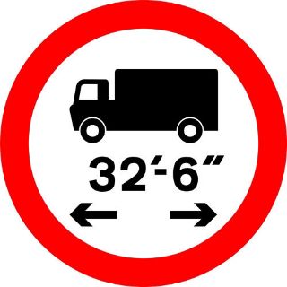 Picture of "Goods Vehicles- Width Shown 32'-6" Prohibited"Sign 