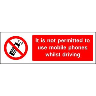 Picture of "It Is Not Permitted To Use Mobile Phones Whilst Driving" Sign 