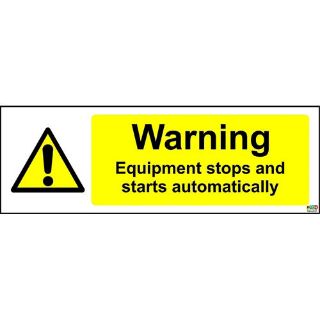 Picture of Warning Equipment Stops And Starts Automatically Safety Sign 