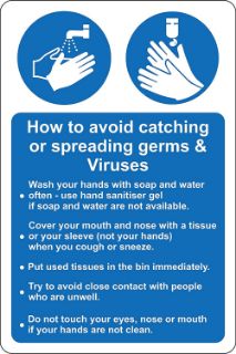 Picture of How to avoid spreading or catching germs and viruses Use hand sanitiser - Wash your hands - Sanitise your hands 