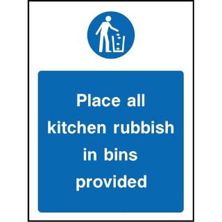 Picture of "Place All Kicthen Rubbish In Bins Provided" Sign 