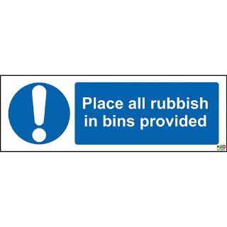 Picture of Place All Rubbish In Bins Provided Safety Sign