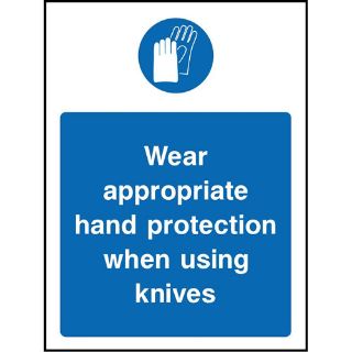 Picture of "Wear Appropriate Hand Protection When Using Knives" Sign 