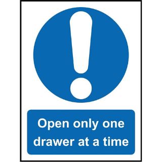 Picture of Open Only One Drawer At A Time Safety Sign