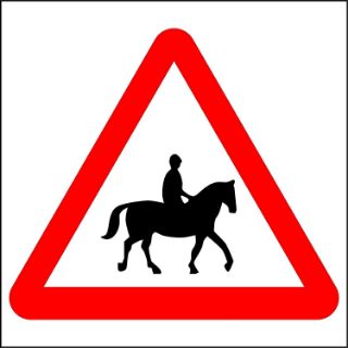 Picture of Accompanied horses or ponies likely to be in or crossing road ahead 