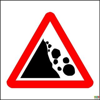 Picture of Risk Of Falling Or Fallen Rocks Ahead Sign