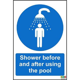 Picture of Shower Before And After Using The Pool Sign