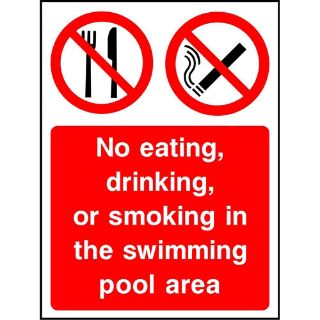 Picture of "No Eating, Drinking, Or Smoking In The Swimming Pool Area" Sign