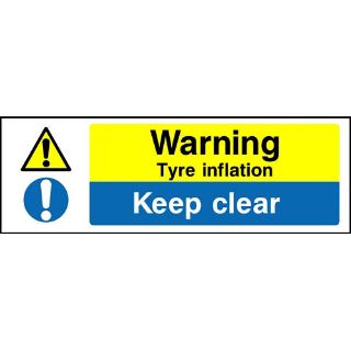 Picture of "Warning Tyre Inflation- Keep Clear" Sign 