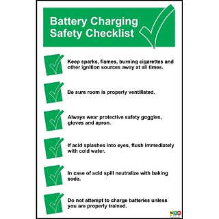 Picture of Battery Charging Safety Check List Sign