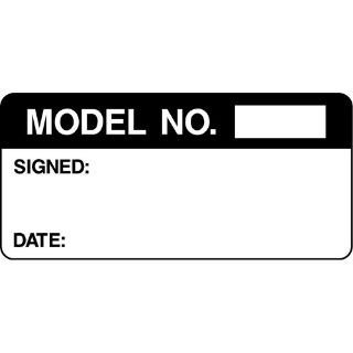 Picture of "Model No.-Signed-Date" Sign 