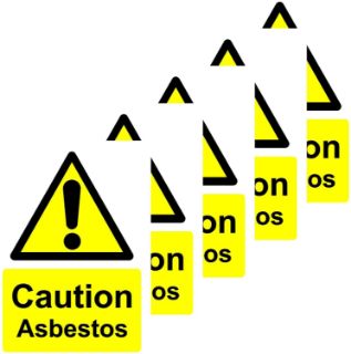 Picture of Caution Asbestos  - Self adhesive stickers 150mm x 100mm (PACK OF 5 STICKERS)