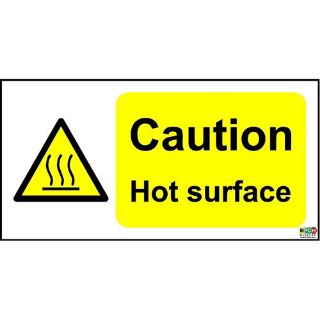 Picture of Caution Hot Surface Safety Sign - Self Adhesive Sticker 200Mm X 100Mm