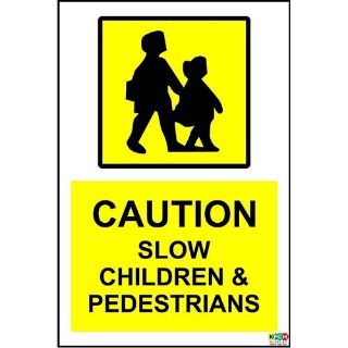 Picture of Caution Slow Children And Pedestrians Sign