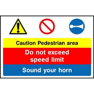 Sound horn sign Caution pedestrians 