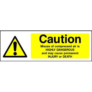 Picture of "Caution-Misuse Of Compressed Air Is Highly Dangerous And May Cause Permanent Injury Or Death" Sign 