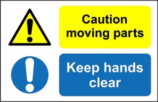 Picture of Caution moving parts keep hands clear 