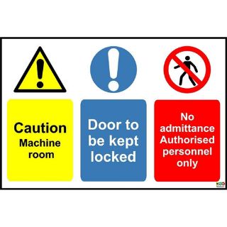 Warning boiler room no admittance authorised personnel only door sign 