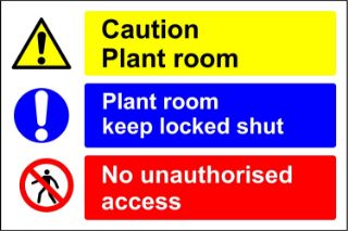 Picture of Caution plant room Plant room keep locked shut No unauthorised access