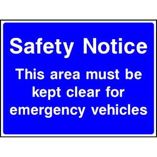 Picture of "Safety Notice- This Area Must Be Kept Clear For Emergency Vehicles" Sign 