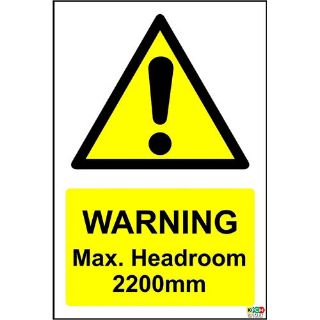 Picture of Warning Max Headroom 2200Mm Height Restriction Sign