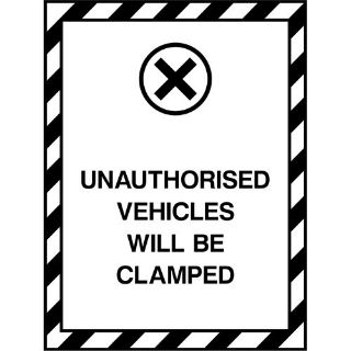 Picture of "Unauthorised Vehicles Will Be Clamped" Sign 