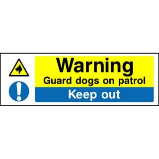 Picture of "Warning- Guard Dogs On Patrol- Keep Out" Sign 