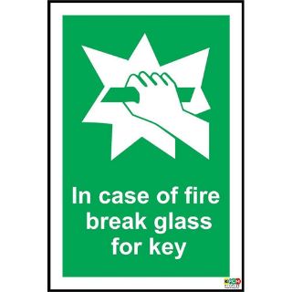 Picture of In Case Of Fire Break Glass For Key Safety Sign
