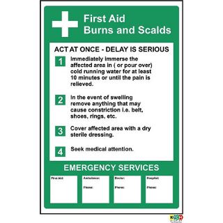 Picture of First Aid Signs First Aid Burns And Scalds Safety Sign