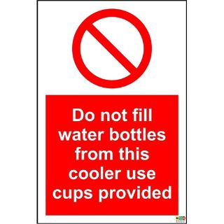 Picture of Do Not Fill Water Bottles From This Cooler Use Cups Provided Safety Sign