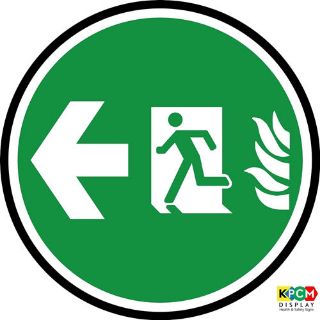 Picture of Floor Graphics Fire Exit Left Floor Marker. Ideal For Highlighting Potential Hazards Where Traditional Signs Are Not Effective 