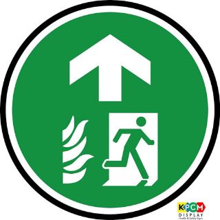 Picture of Floor Graphics Fire Exit Ahead Floor Marker Made From Non-Slip Vinyl. Ideal For Highlighting Potential Hazards Where Traditional Signs Are Not Effective