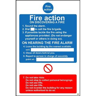 Picture of Fire Action On Discovering A Fire Safety Sign