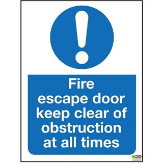 Picture of Keep Clear Fire Escape Door Keep Clear Of Obstructions At All Times Safety Sign