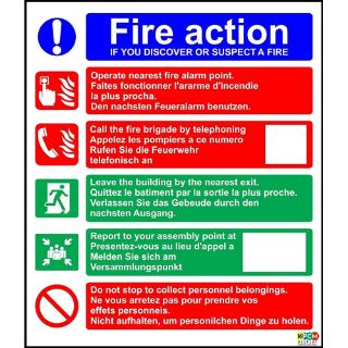 Picture of Multi-Lingual Fire Action Multi-Lingual Safety Sign Type 2
