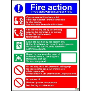 Picture of Multi-Lingual Fire Action Multi-Lingual Safety Sign