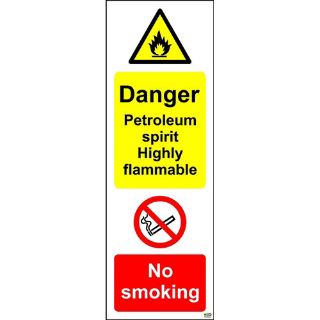 Picture of Danger Petroleum Spirit. Highly Flammable. No Smoking Sign